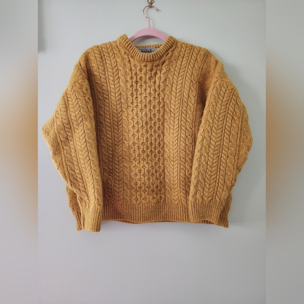 Aran Crafts Mustard Cable Knit Sweater